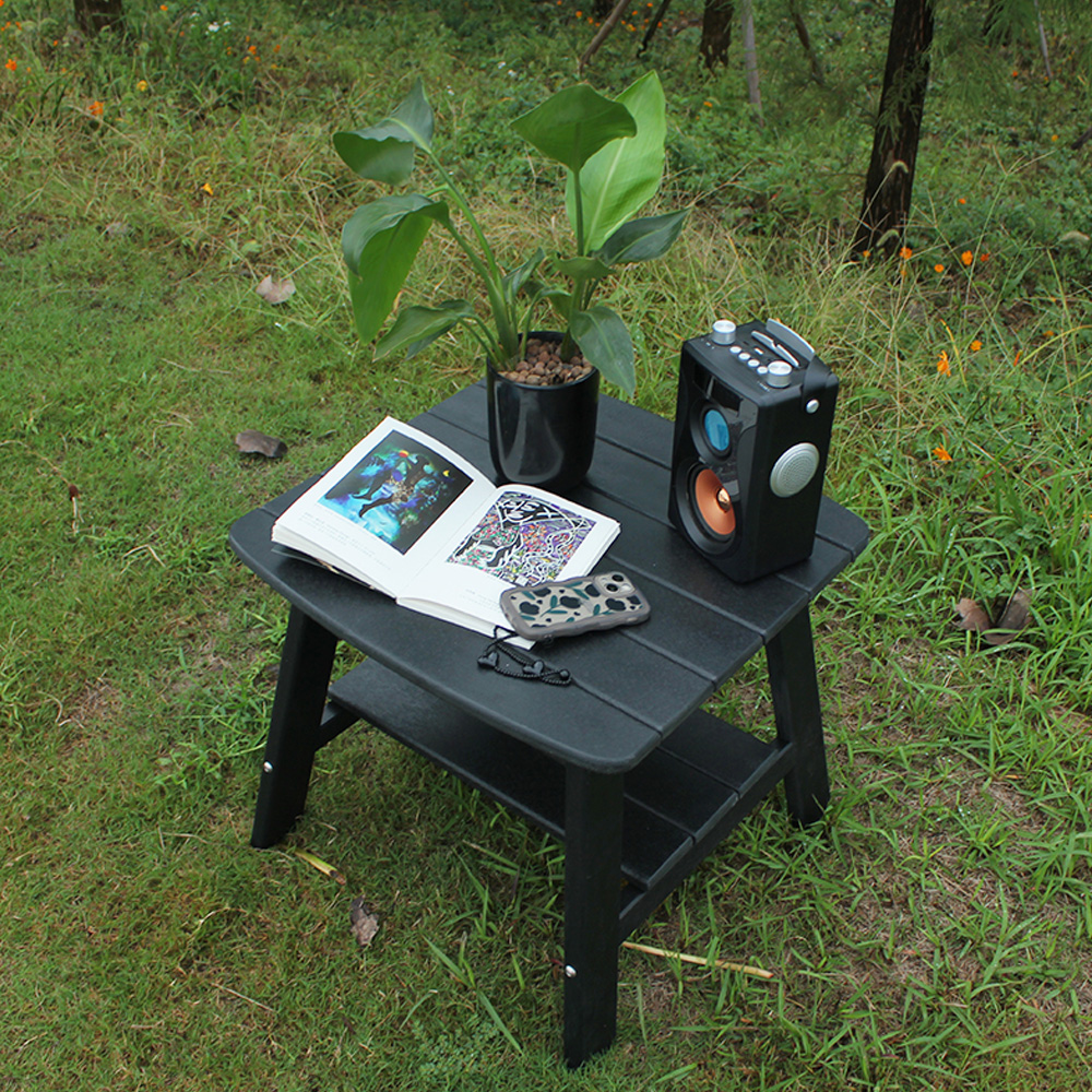 Black TTM001 Outdoor HDPE Adirondack Matching Side Table - Patio Garden Shelf Side Table