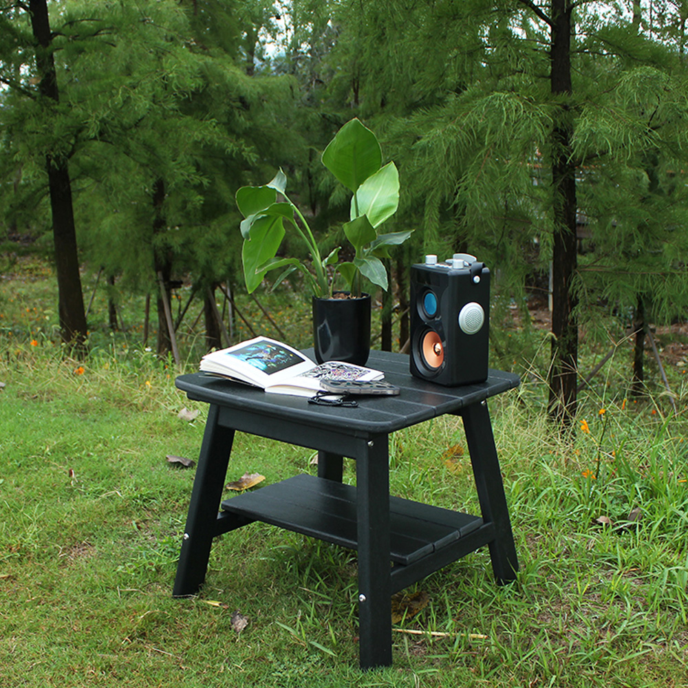 Black TTM001 Outdoor HDPE Adirondack Matching Side Table - Patio Garden Shelf Side Table