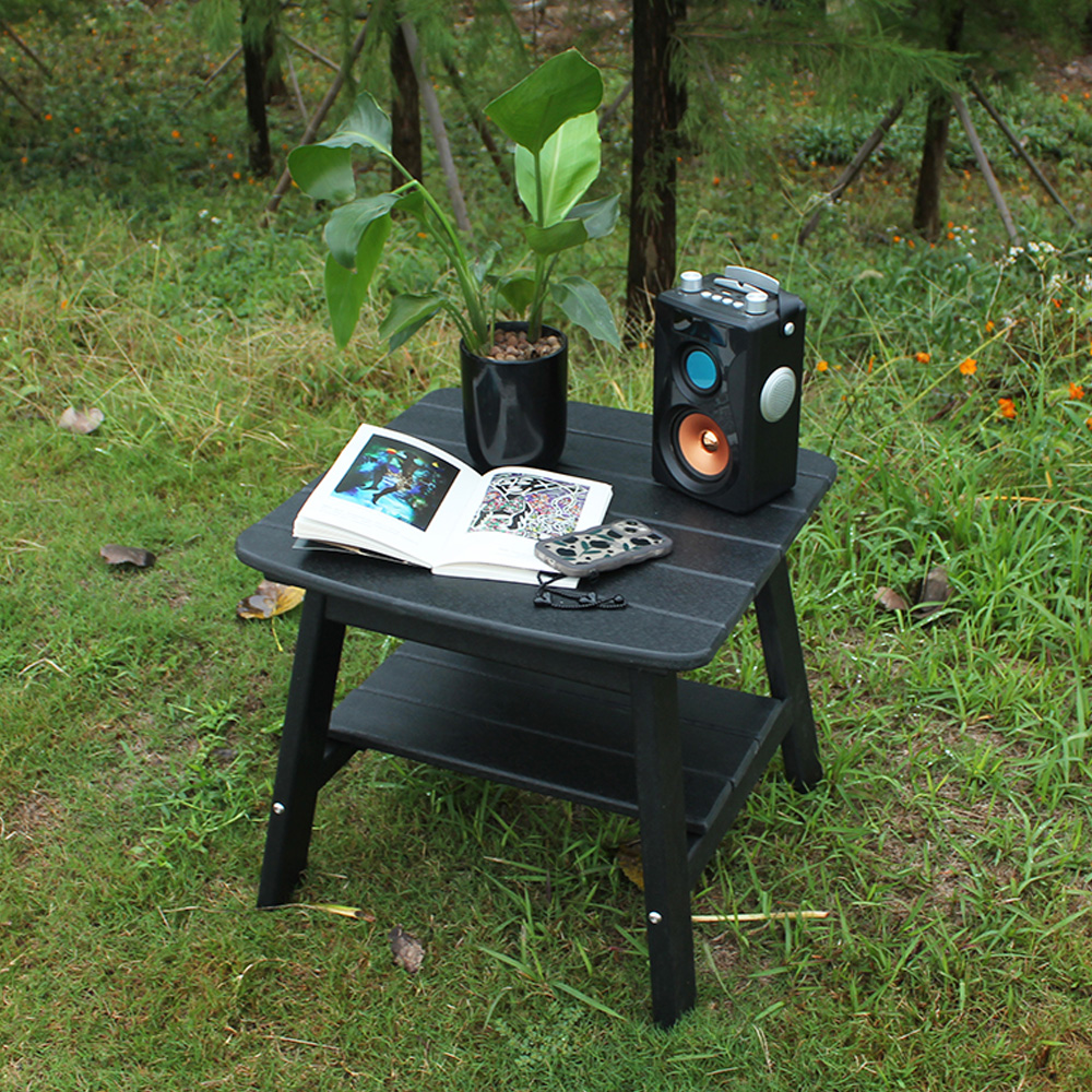 Black TTM001 Outdoor HDPE Adirondack Matching Side Table - Patio Garden Shelf Side Table