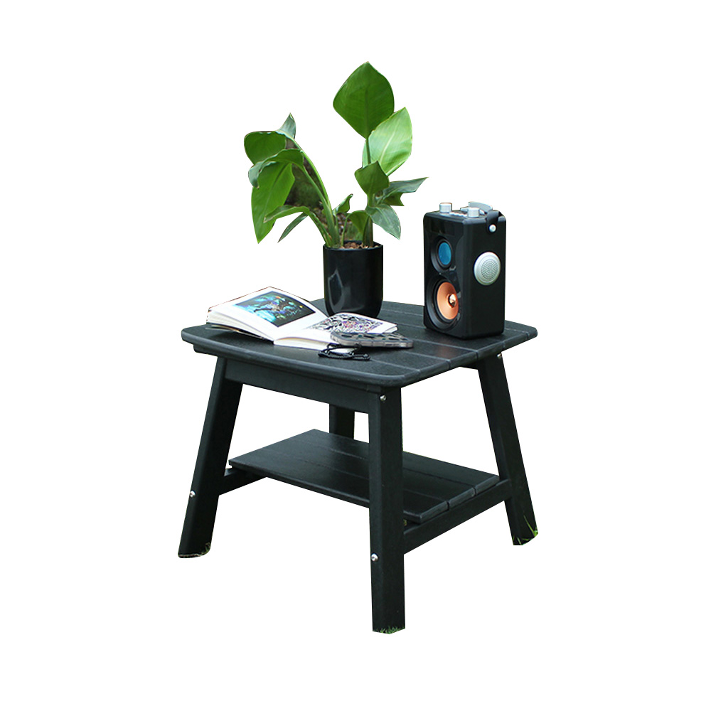 Black TTM001 Outdoor HDPE Adirondack Matching Side Table - Patio Garden Shelf Side Table